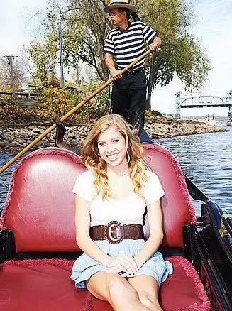 Guest riding a gondola along the St. Croix River.